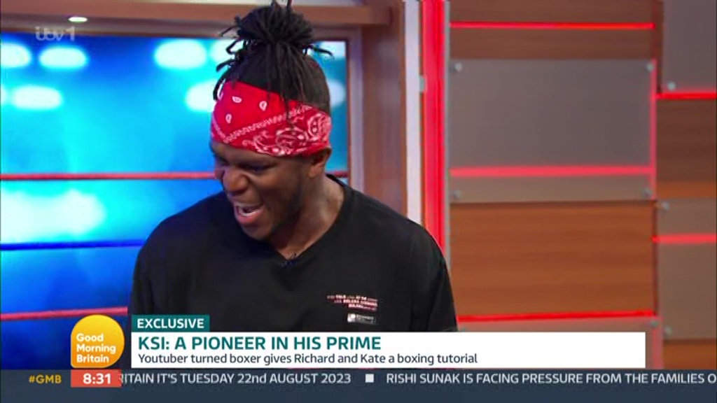 Kate Garraway is told to 'Calm down' by KSI as she punches Richard Madeley live on TV