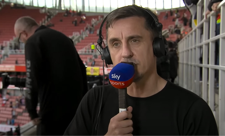 Gary Neville Accused Of Having 'Agenda With Brutal Assassination of Arsenal Star During Sky Sports Live Commentary