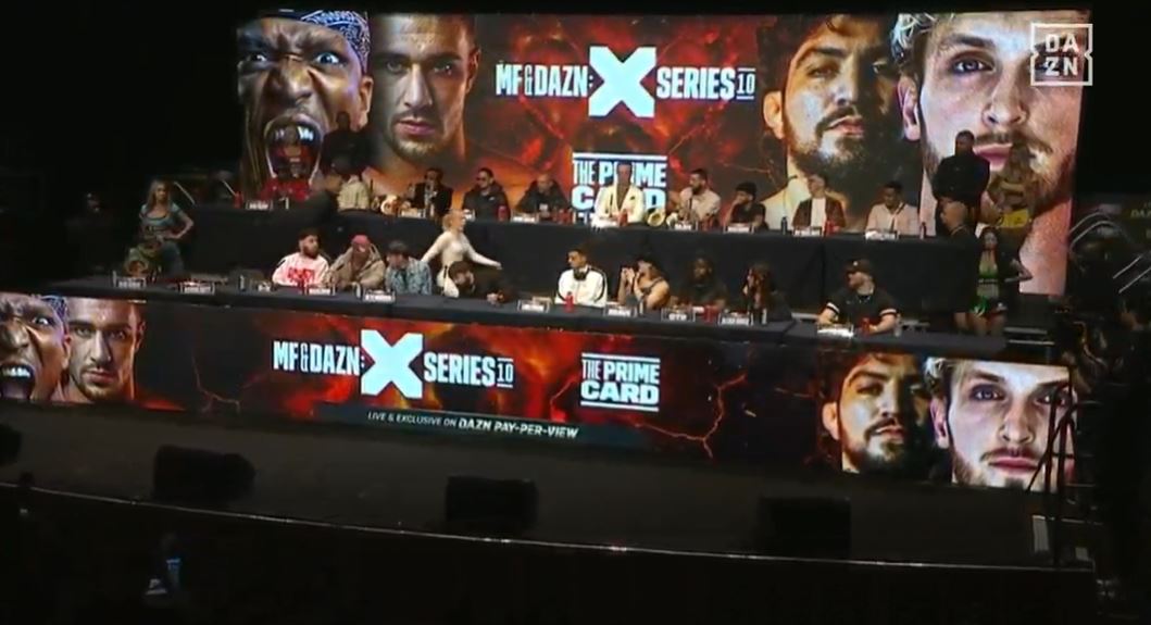Watch Astrid Wett, a furious OnlyFans actress, confront her opponent at the KSI vs Tommy Fury Press Conference after an explicit altercation.