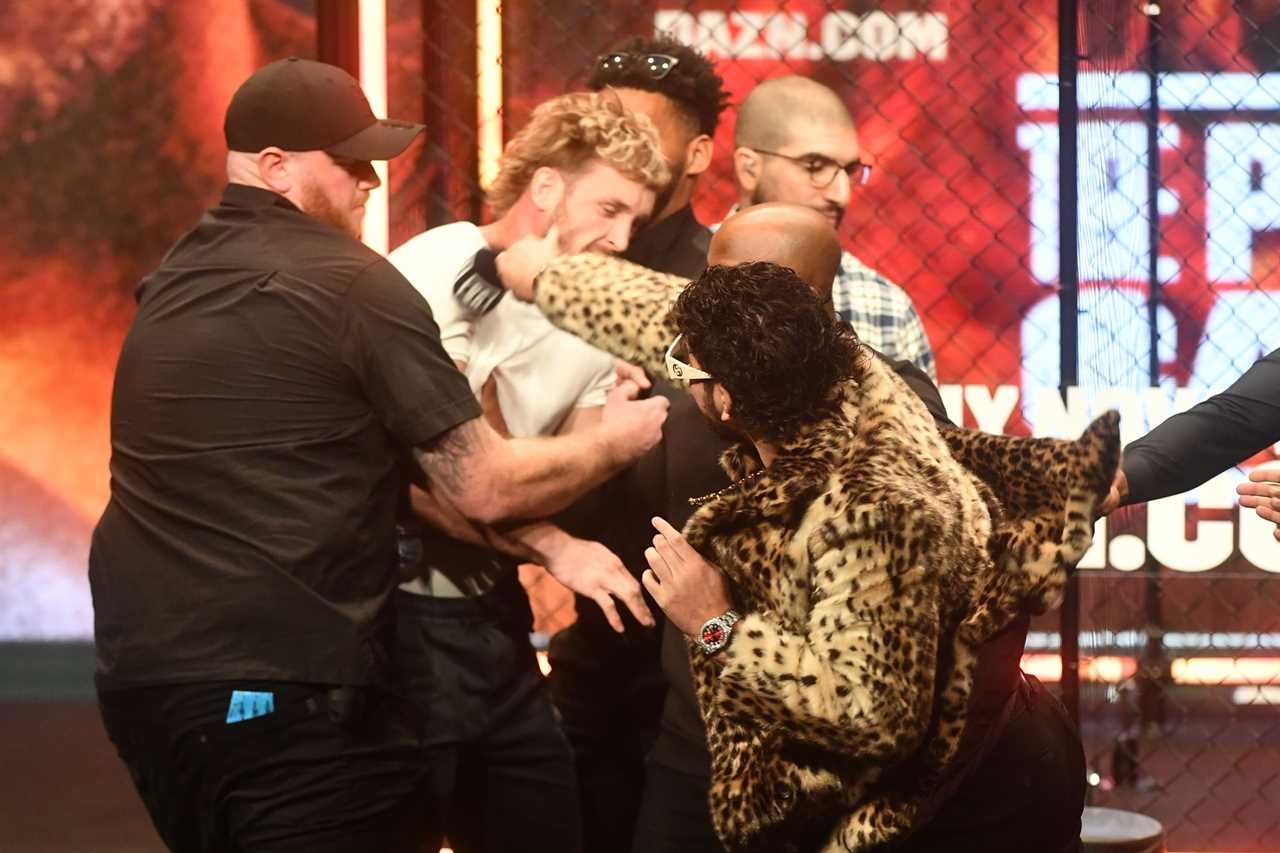 Logan Paul attacked by Dillon Danis during a chaotic press conference