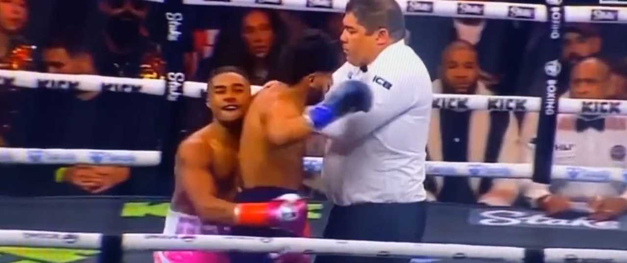 Misfit Boxing Fans Spot Deen The Great Making Lewd gesture During Bout