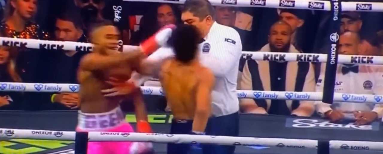 Misfit Boxing Fans Spot Deen The Great Making Lewd gesture During Bout