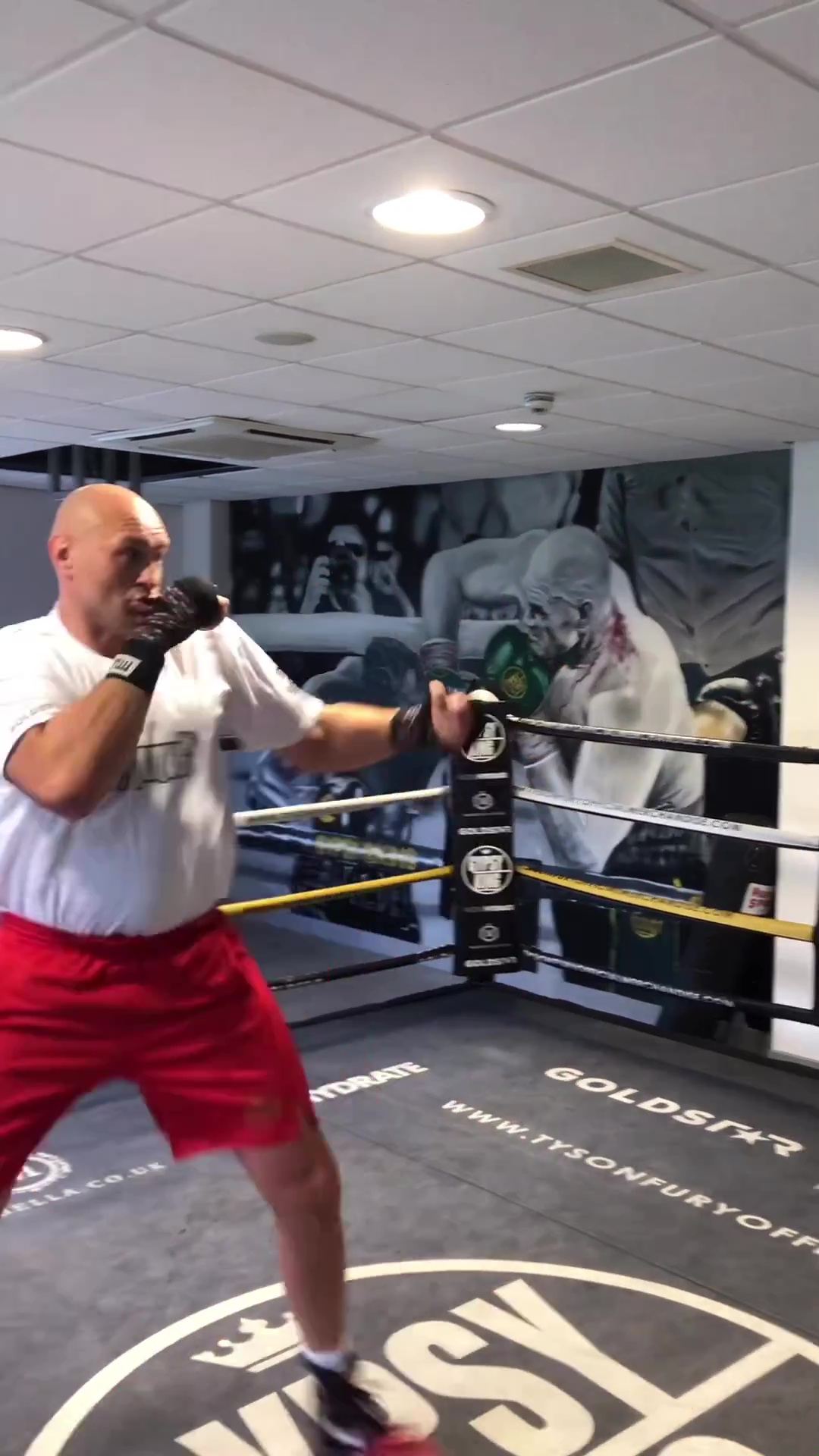 Tyson Fury shows off his muscles in a training selfie ahead of the clash with Francis Ngannou