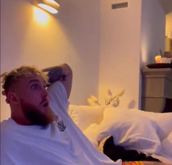 Jake Paul's reaction to Francis Ngannou's knockdown of Tyson Fury: Shut up!
