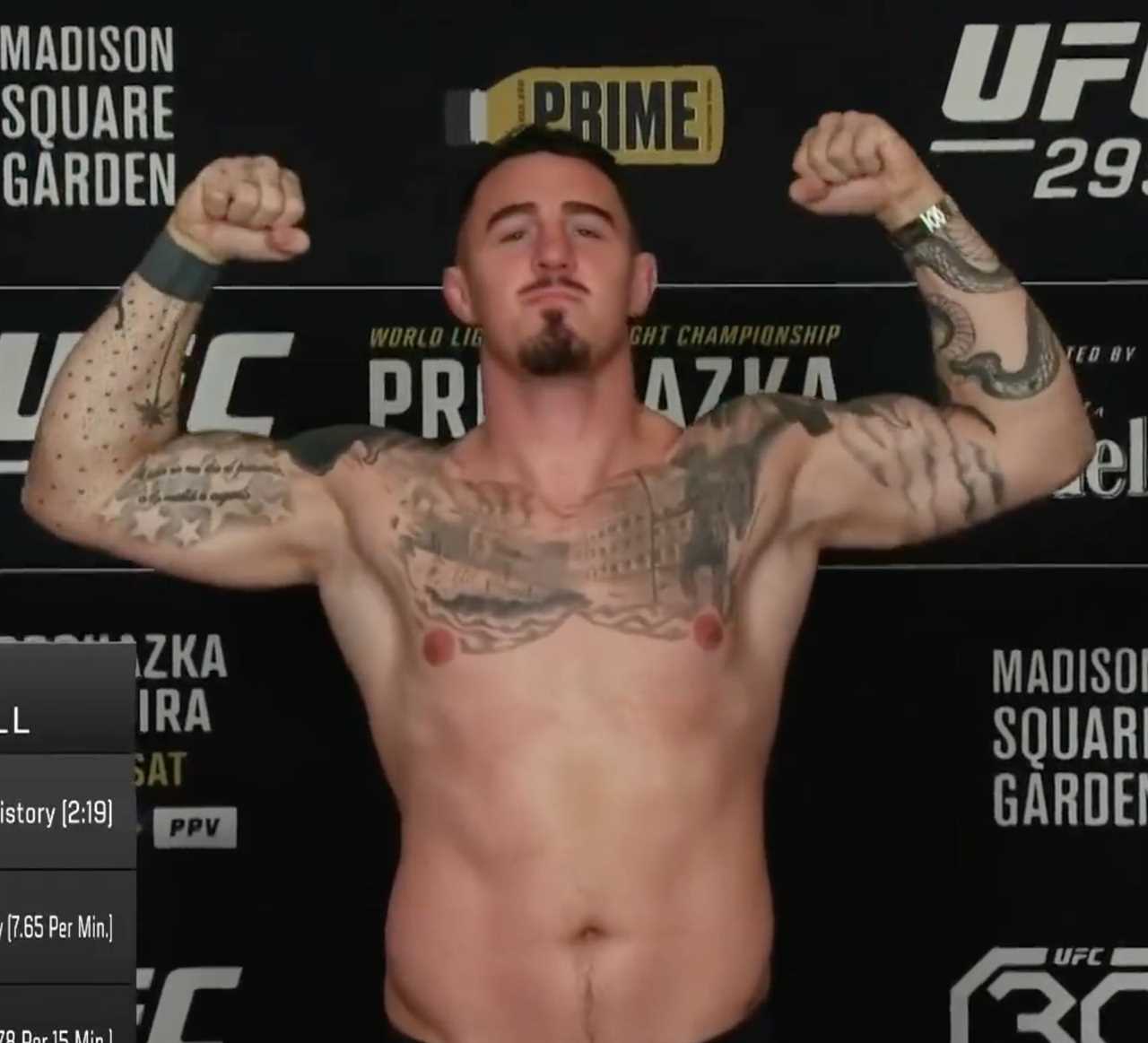 Watch Brit Tom Aspinall weigh in at CAREER HEAVIEST for UFC 295 title shot as he bids to become interim HW champ in NYC