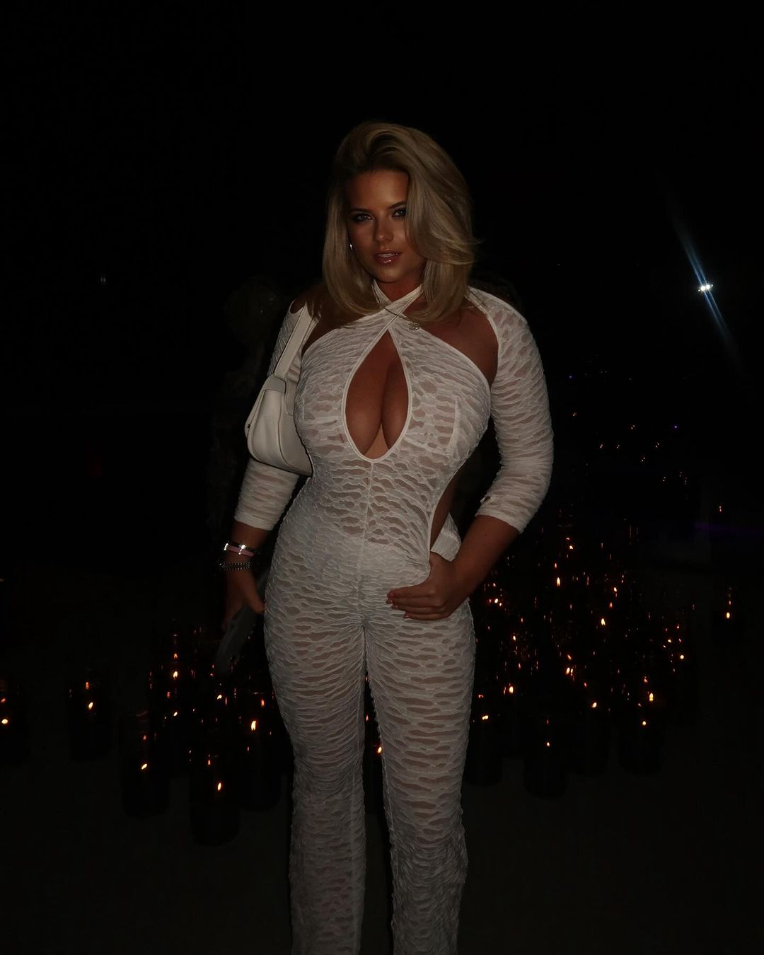 Boxing ring girl Apollonia Llewellyn wows in see-through jumpsuit at rapper's birthday bash