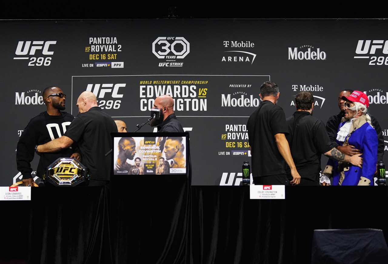 Fans and fighters criticize Colby Covington for ‘vile’ joke about Leon Edwards’ late dad at heated UFC 296 press conference