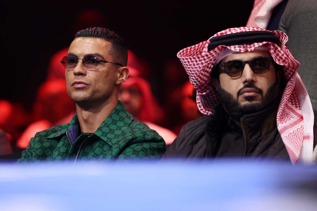 Cristiano Ronaldo Ringside at Boxing Event in Stylish Gucci Jacket