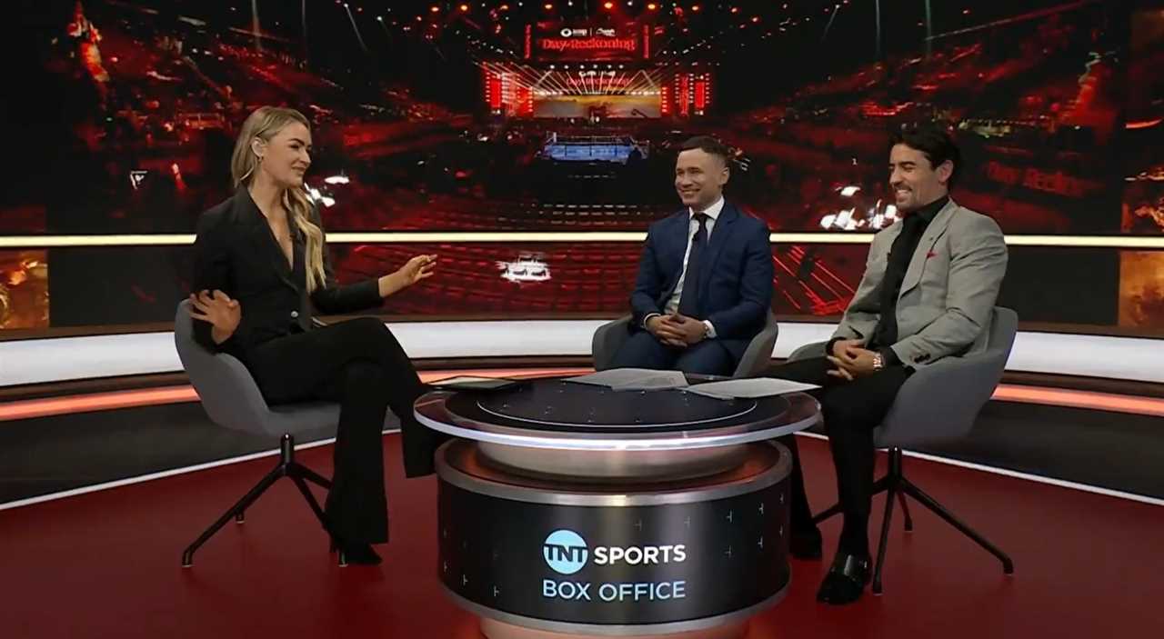 Laura Woods stuns in elegant black ensemble as she hosts TNT Sports coverage of Joshua vs Wallin