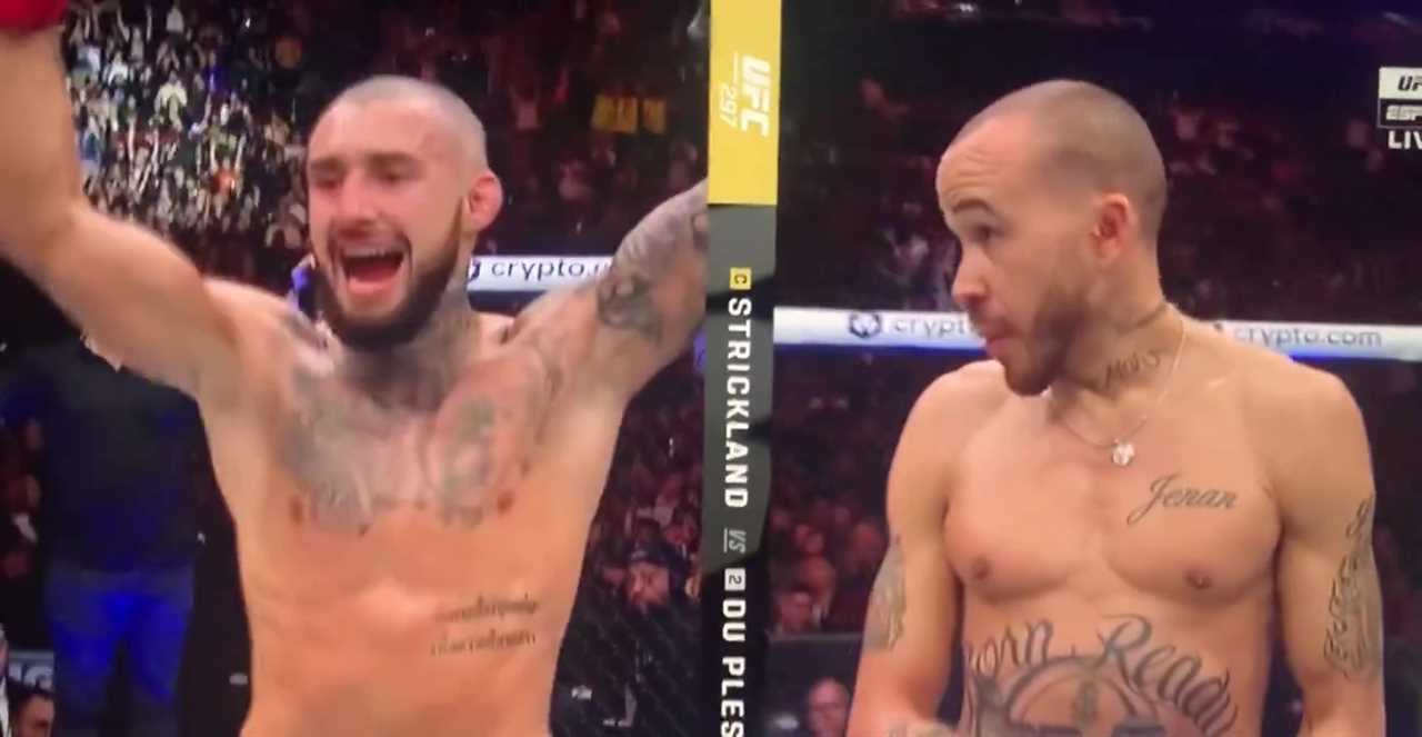 Fans compare the chaos of iconic dresses to an optical illusion as UFC stars make a mistake when Bruce Buffer announces the winner.