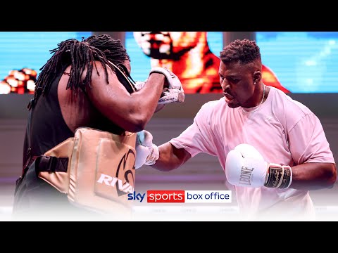 Francis Ngannou SMUSHES the body-belt. Full Media Workout