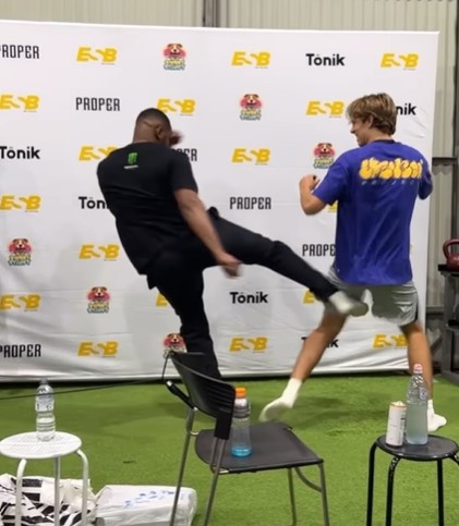 UFC star Jon Jones sends fan to hospital after brutal leg kick challenge