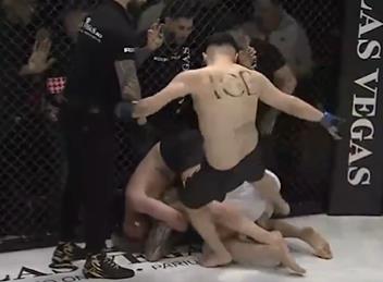 A 2v1 MMA fight in Romania ends in chaos as the referee knocks out one fighter for kicking his rival