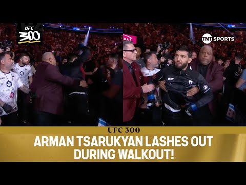 Arman Tsarukyan, UFC star, appears to punch a fan as he walks out at UFC 300