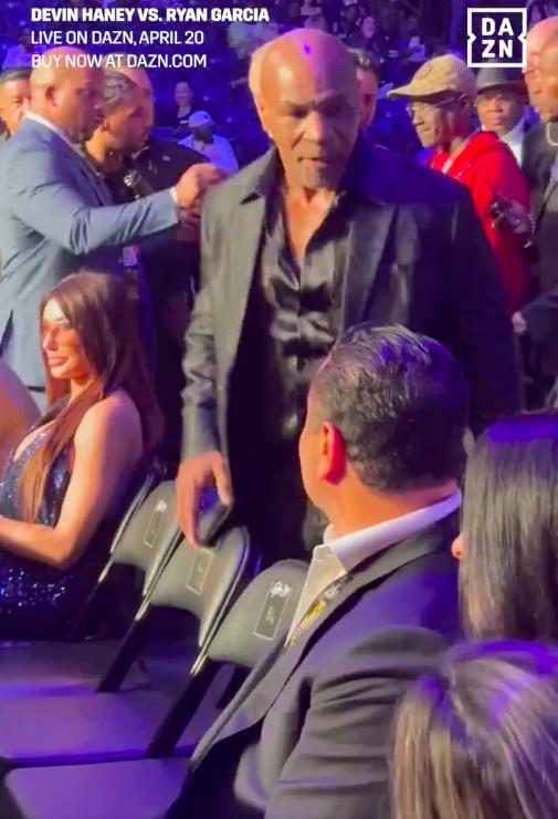 Mike Tyson attends Devin Haney and Ryan Garcia fight in preparation for Jake Paul showdown