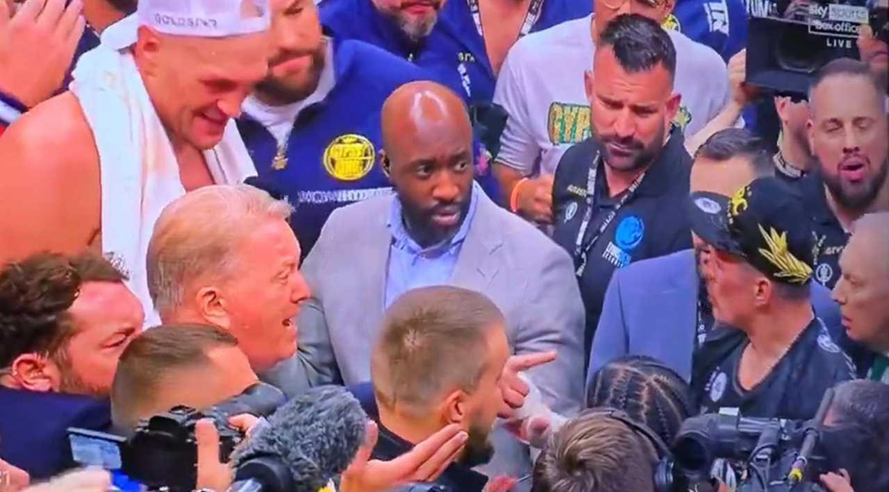 Frank Warren's Furious Reaction to Oleksandr Usyk's Team Member Spitting Water in His Face
