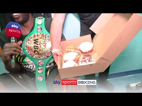 Lawrence Okolie's post-fight interview gatecrashed by doughnut delivery 🍩