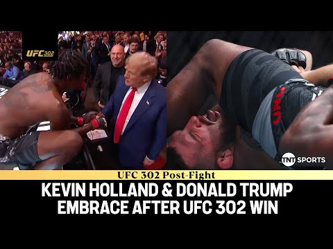 Kevin Holland celebrates with Donald Trump after arm-bending victory at UFC 302