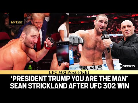 Sean Strickland sprints out of the Octagon for selfie with Donald Trump following UFC 302 victory 🤳