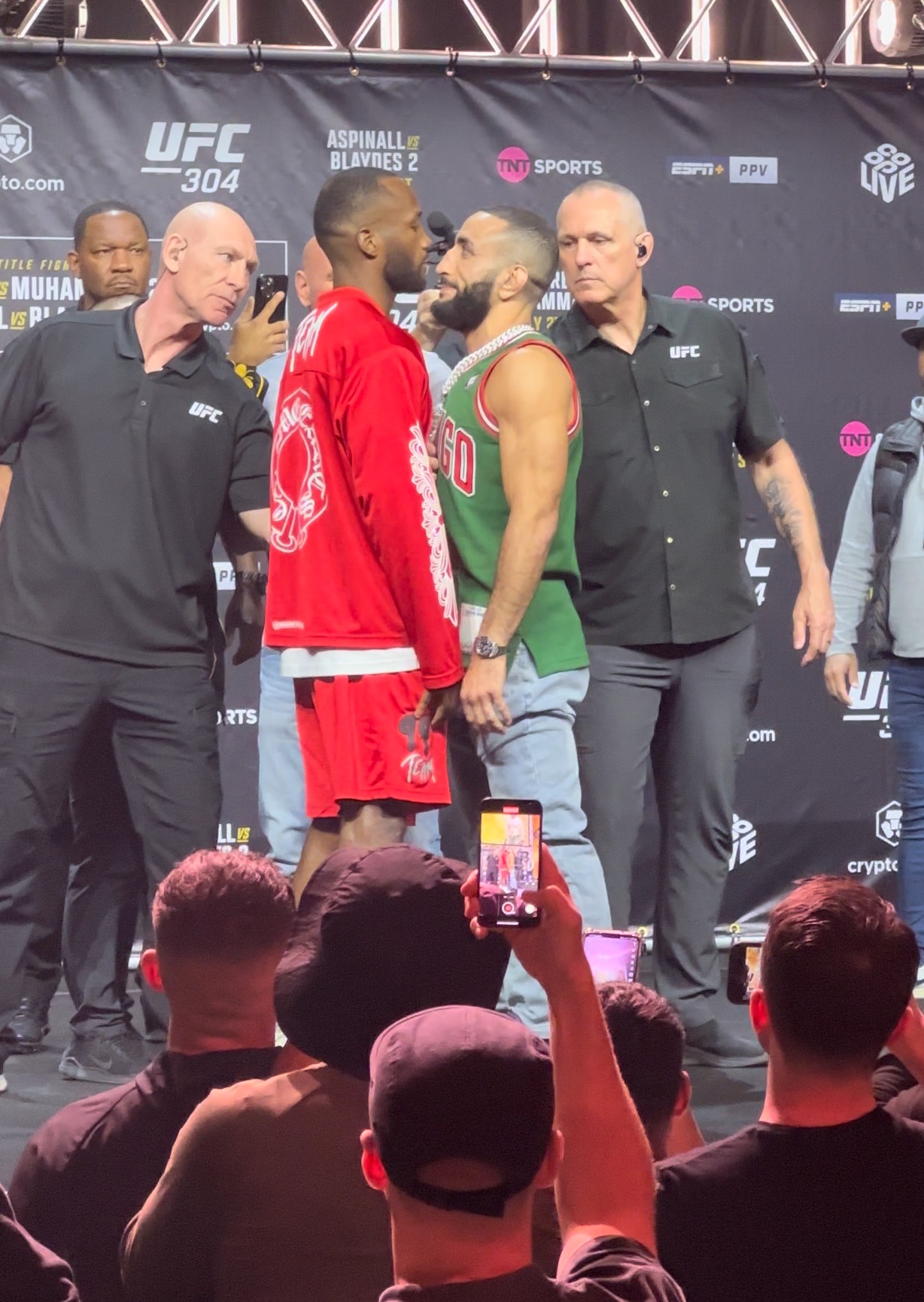 Leon Edwards and Belal Muhammad's Intense Staredown Ahead of UFC 304 Rematch in Manchester