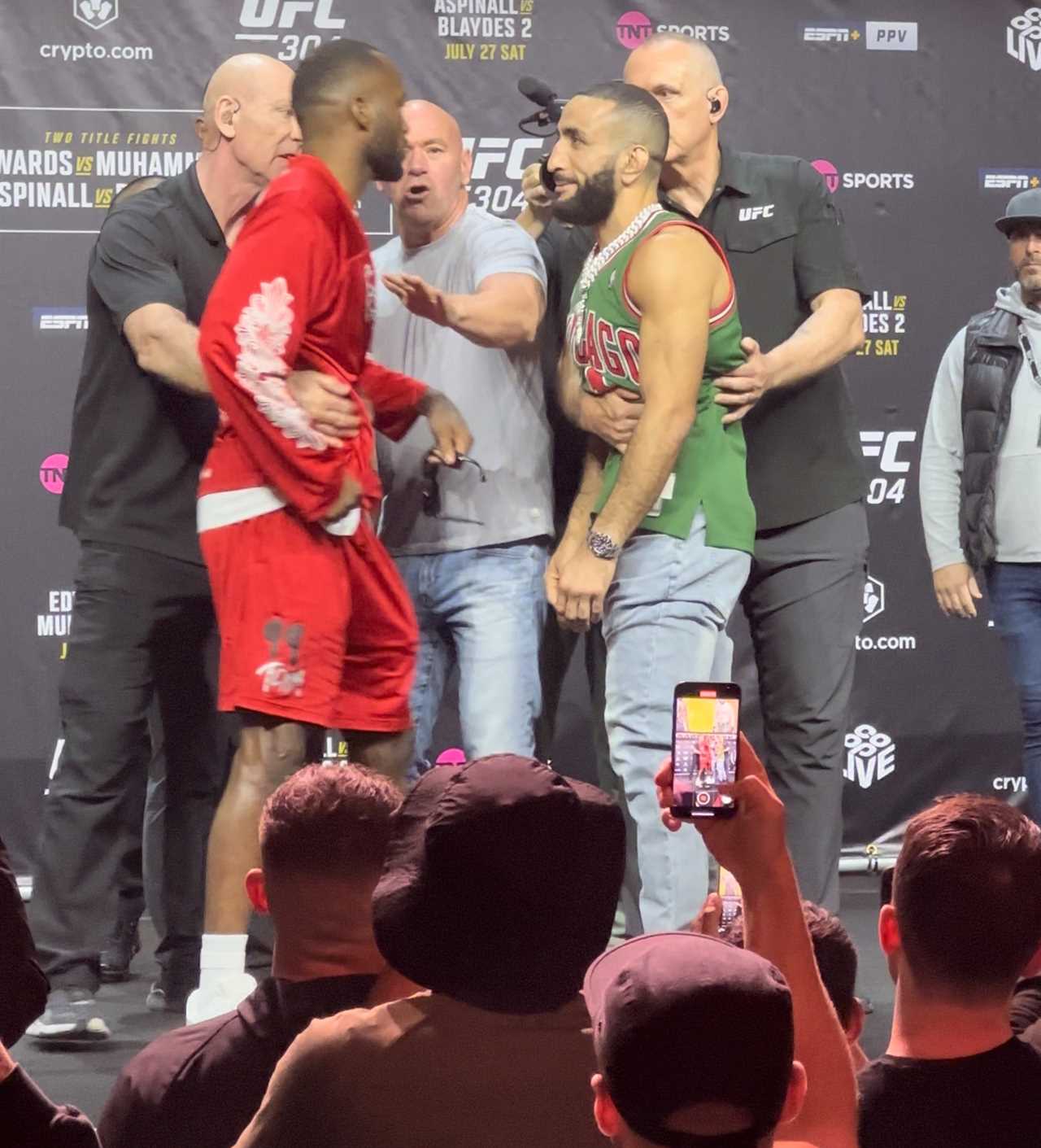 Leon Edwards and Belal Muhammad's Intense Staredown Ahead of UFC 304 Rematch in Manchester