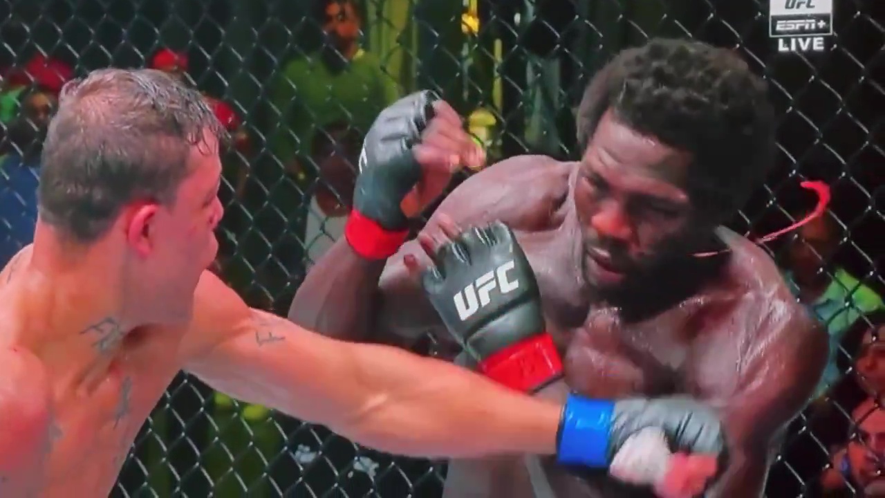 Sickening moment UFC fighter ‘literally beats snot out of rival’ but opponent amazingly battles on