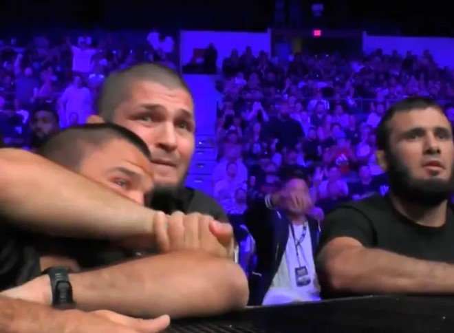Khabib Nurmagomedov Almost Chokes Out Cousin While Watching Relative Usman Fight