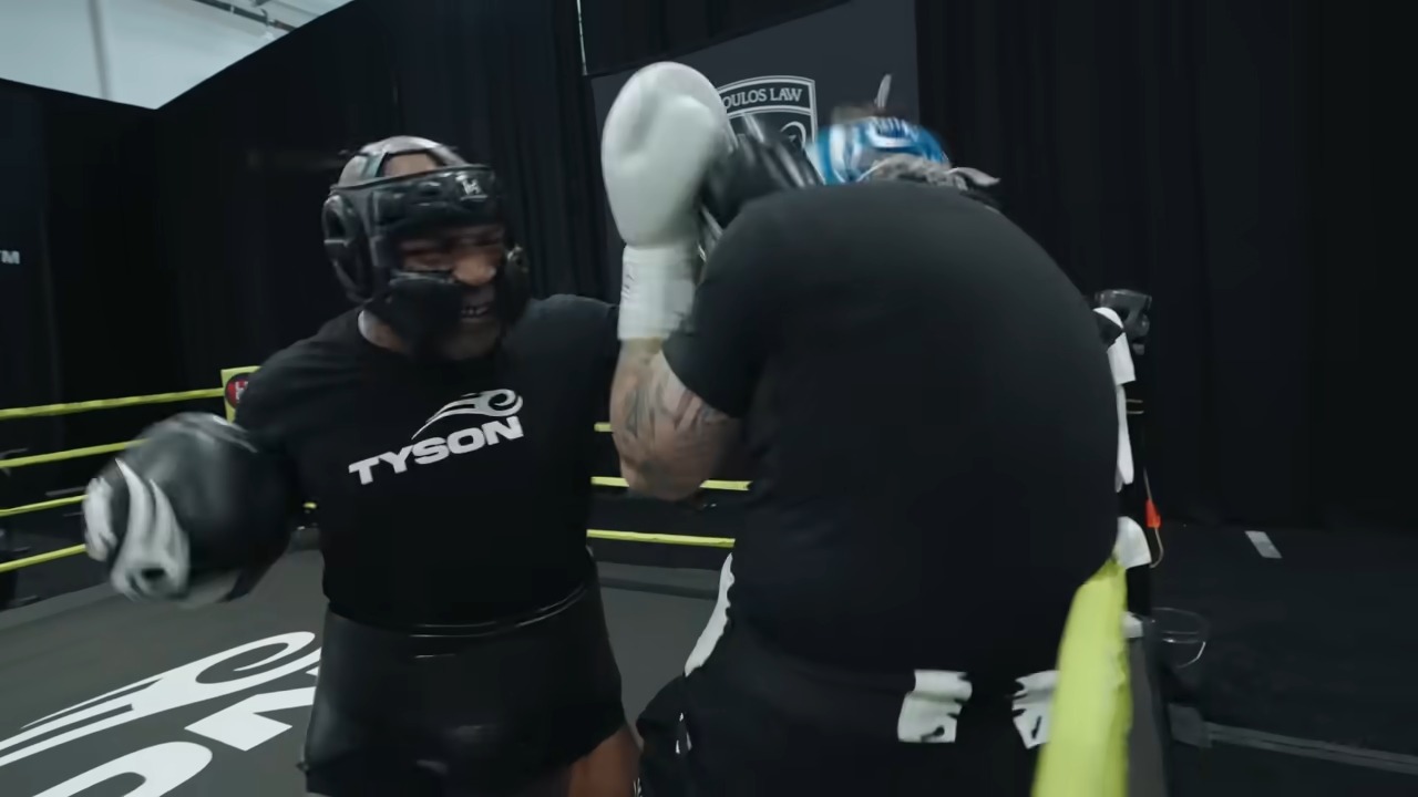 MIKE TYSON Breaks Boxing Pad with One Punch Ahead of Jake Paul Fight