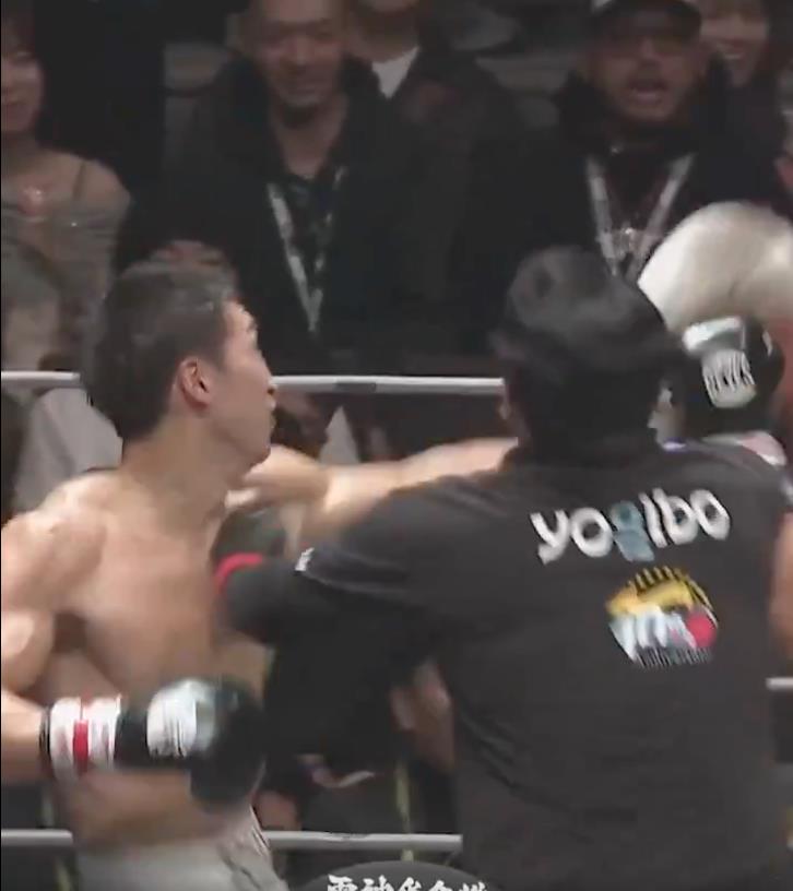 Referee Takes Brutal Punches During Boxing Match in Japan