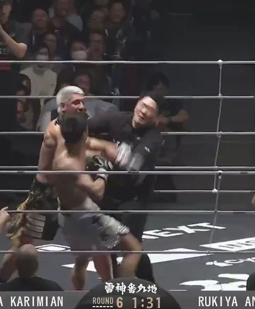 Referee Takes Brutal Punches During Boxing Match in Japan