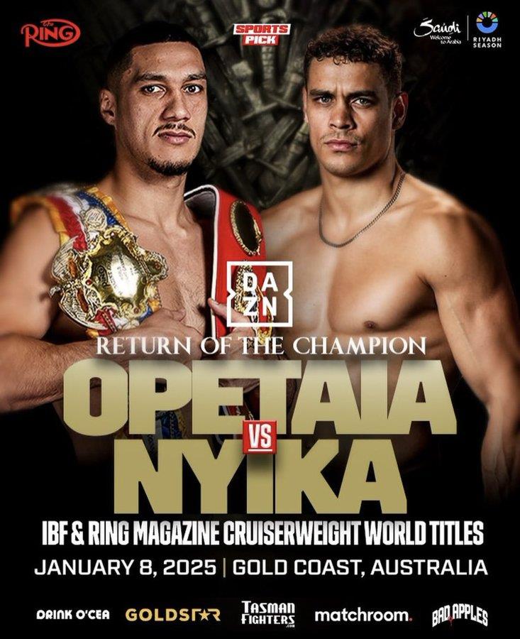 Jai Opetaia to Defend IBF and Ring Magazine Titles Against David Nyika